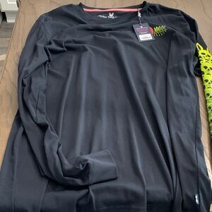 Psycho Bunny Black Long Sleeve Tee W/Neon Green Details Size 2XL/8 New With Tags
